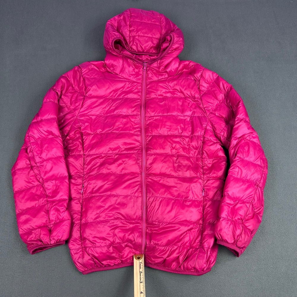 Unbranded Pink Lightweight Down Puffer Jacket Hooded Full Zip XL Magenta